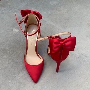Jessica Simpson Red Satin Bow Heels